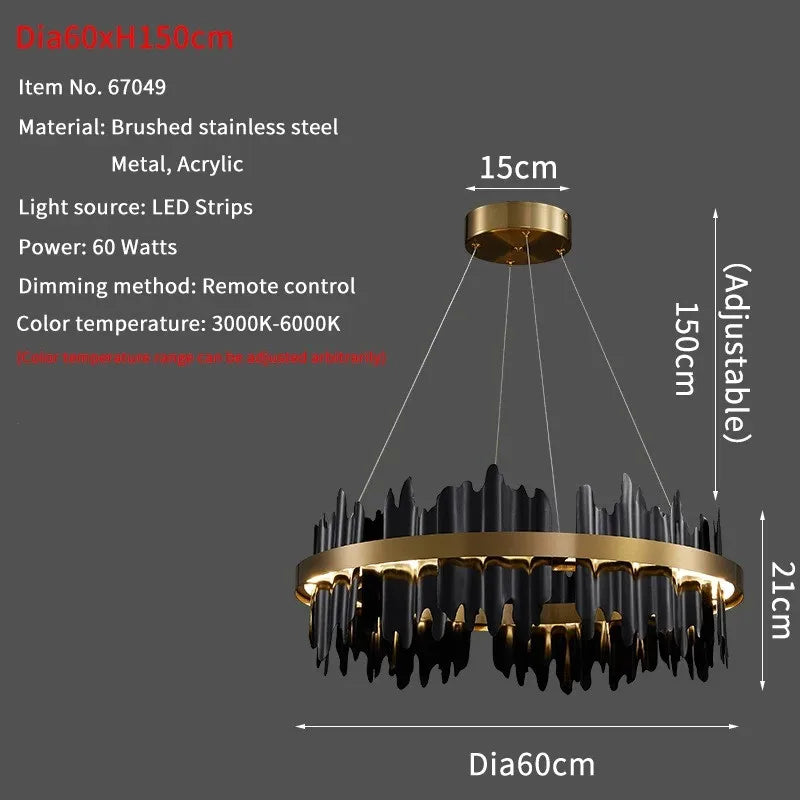 Luxury Modern Chandelier Circle Pendant Light for Living Room by Afralia™