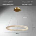 Crystals Pendant Lights: Modern Dimmable Chandelier for Luxury Living Room, Dining, Bedroom