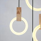 LED Wood Stair Chandelier: Modern Nordic Living Room Ceiling Pendant Lights