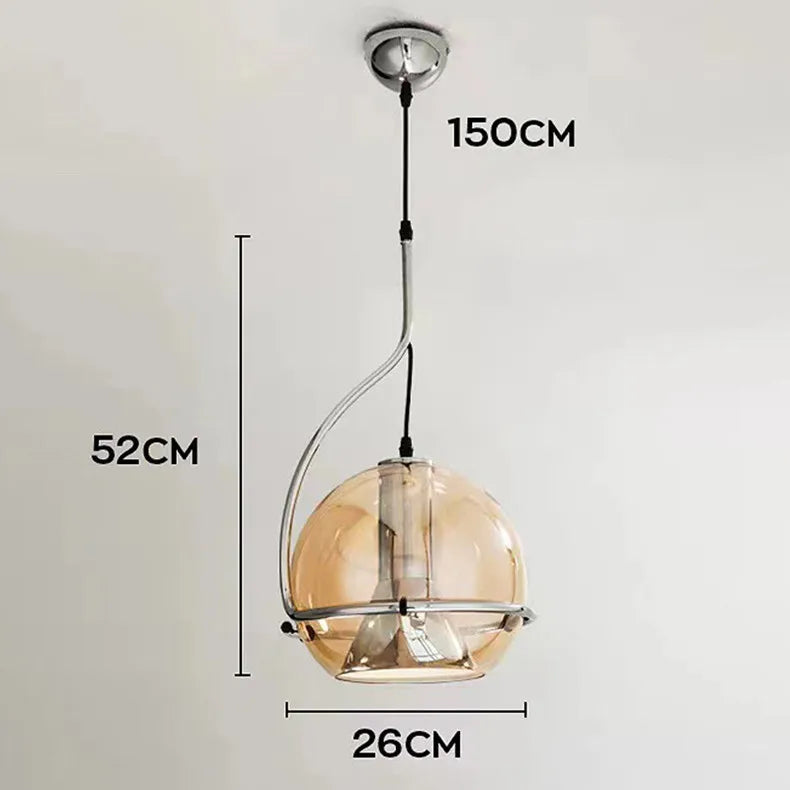 Amber Glass Pendant Light: Industrial Adjustable Angle Chandelier for Kitchen Bedroom Hallway