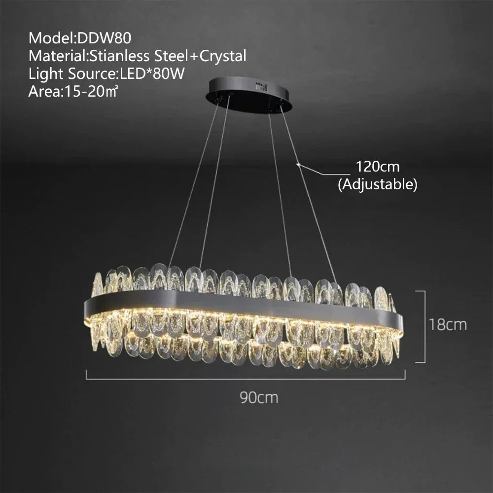Crystal LED Chandelier: Luxury Living Room Pendant Light with Modern Design