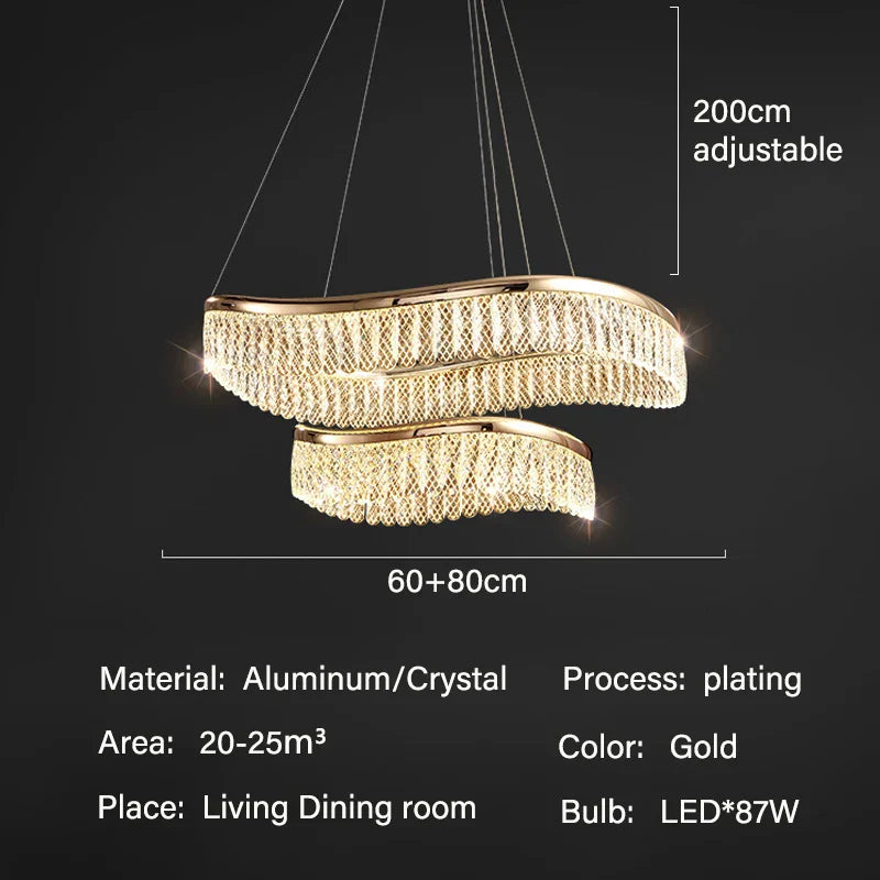 Crystal Chandelier Luxury LED Lighting for Living Dining Kitchen Bedroom