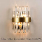 Gold Crystal Wall Lights: Elegant LED Sconce for Bedroom, Living Room & Bathroom