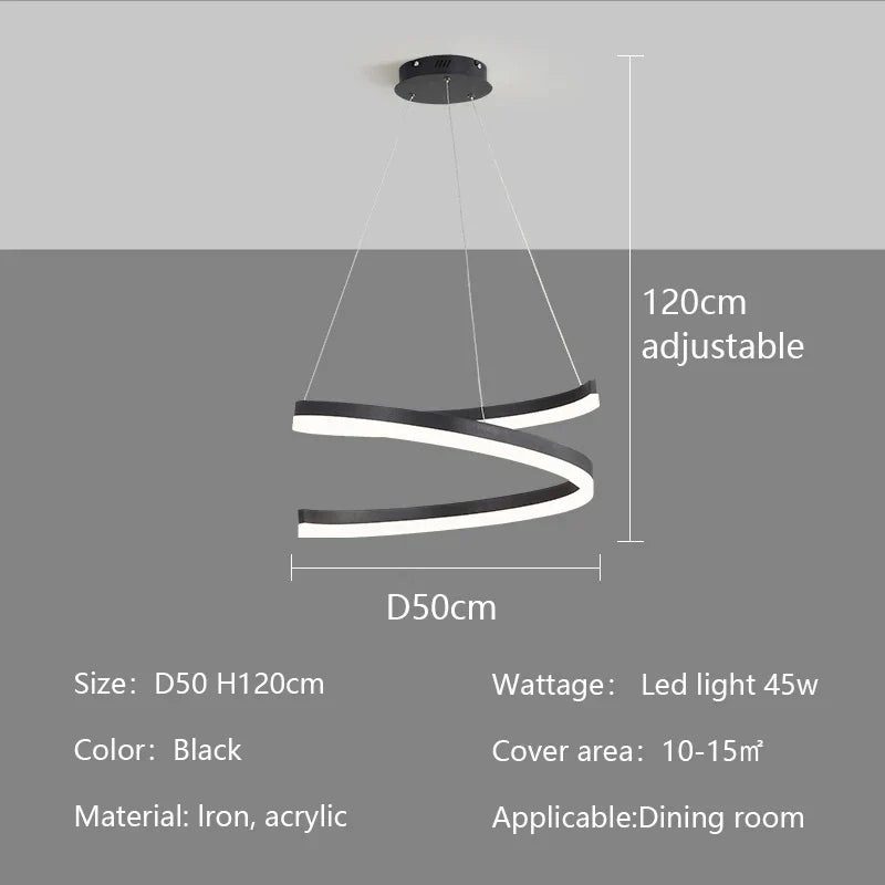 Nordic LED Pendant Lights Dimmable Chandelier Ring Lamp Fixture