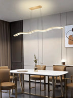 Modern Wave LED Chandelier for Dining Room and Bar Lighting
