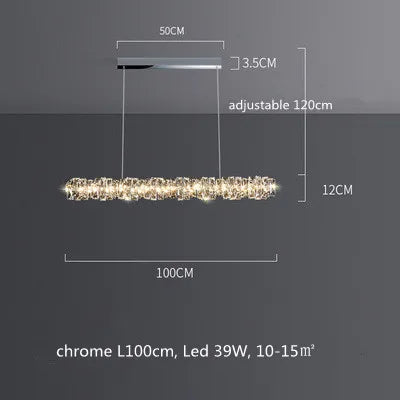 Crystal Pendant Light: Dimmable, Remote Control, Modern Luxury Steel LED Lamp