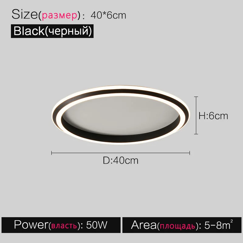 Modern Round Ceiling LED Lamp for Bedroom, Minimalist Design for All Rooms