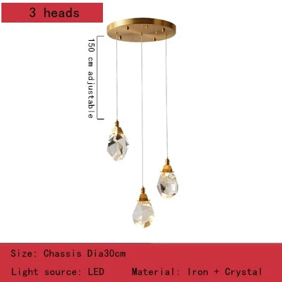 Nordic Villa Crystal Pendant Lights Chandelier for Home Living Room Bedroom Kitchen Shop