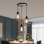 Vintage Hemp Rope Pendant Light Industrial Chandelier Loft Decor Lampshade