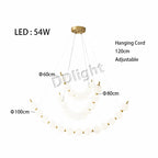 Modern LED Copper Ceiling Chandelier White Ball Pendant Light Fixtures