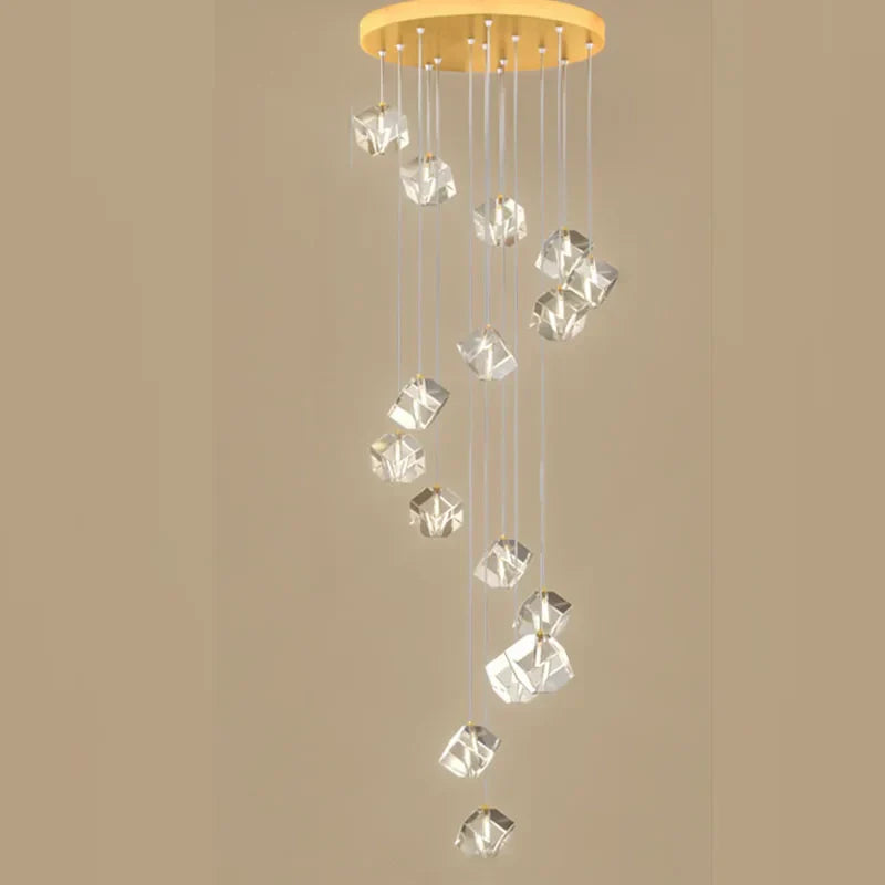 Luxury Crystal LED Chandelier for Staircase - Modern Indoor Stair Lighting