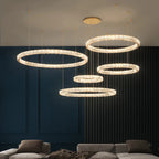 Luxury Steel Crystal Chandelier Dimmable LED Pendant Lights with Remote Control