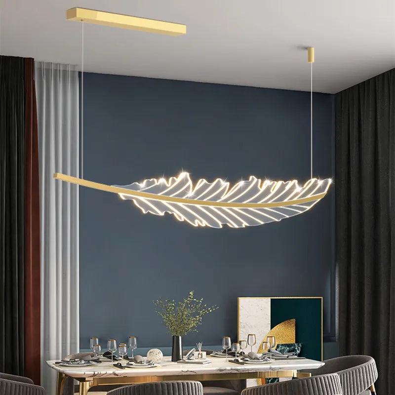 Leaf Shaped Golden Chandelier for Living Room, Dining Room, Kitchen, and Coffee Shop