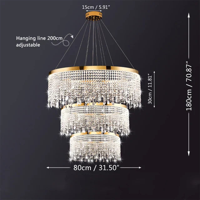 Crystal Chandelier Pendant Light LED Fixture for Living Dining Room Glamorous Home Decor