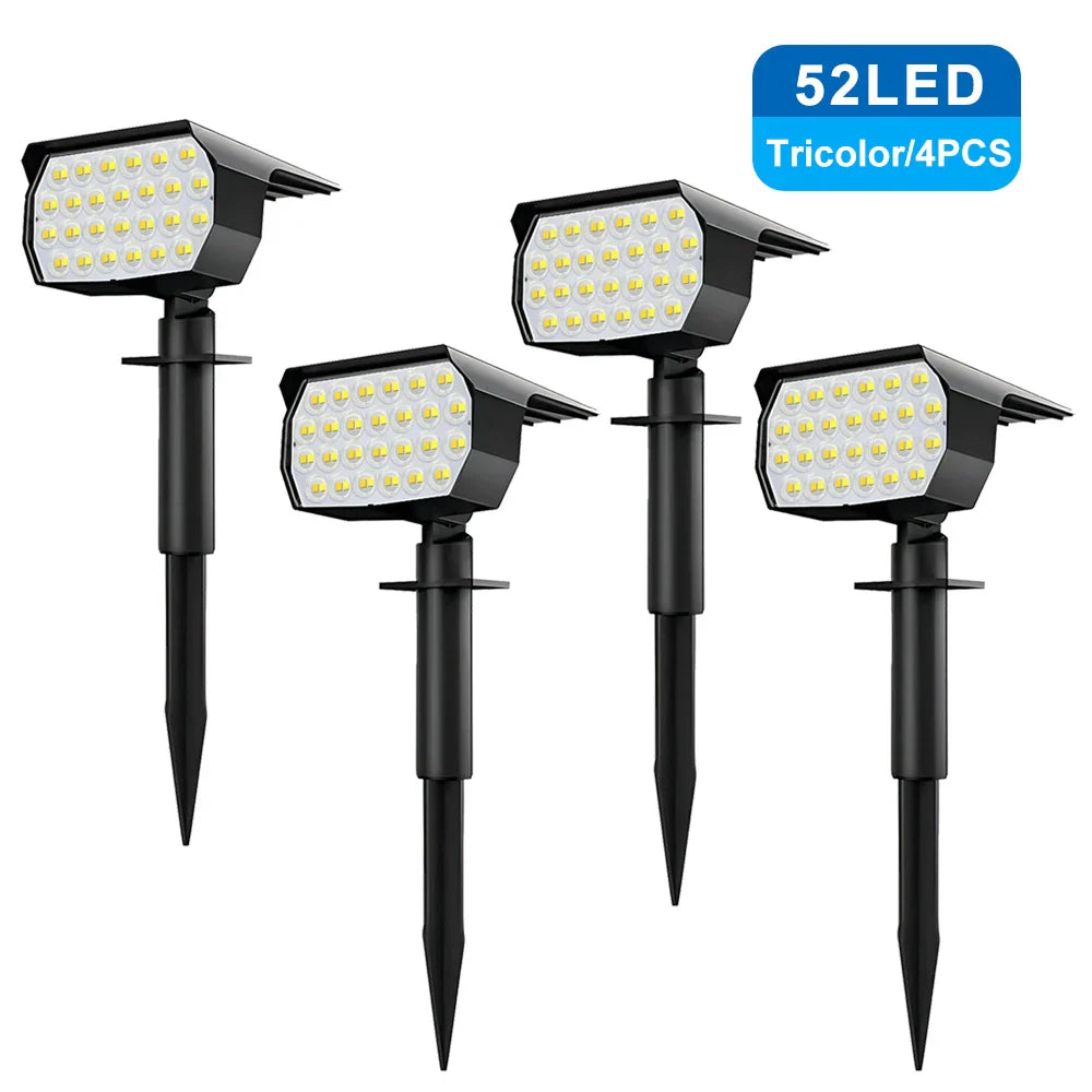Solar Landscape Light: 50LED Outdoor Waterproof Garden Spotlight with 3 Color Modes