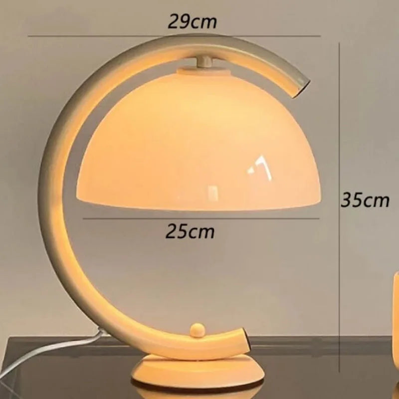 Bauhous Mushroom Table Lamp for Living Room Bedroom, E27 Glass Light Retro