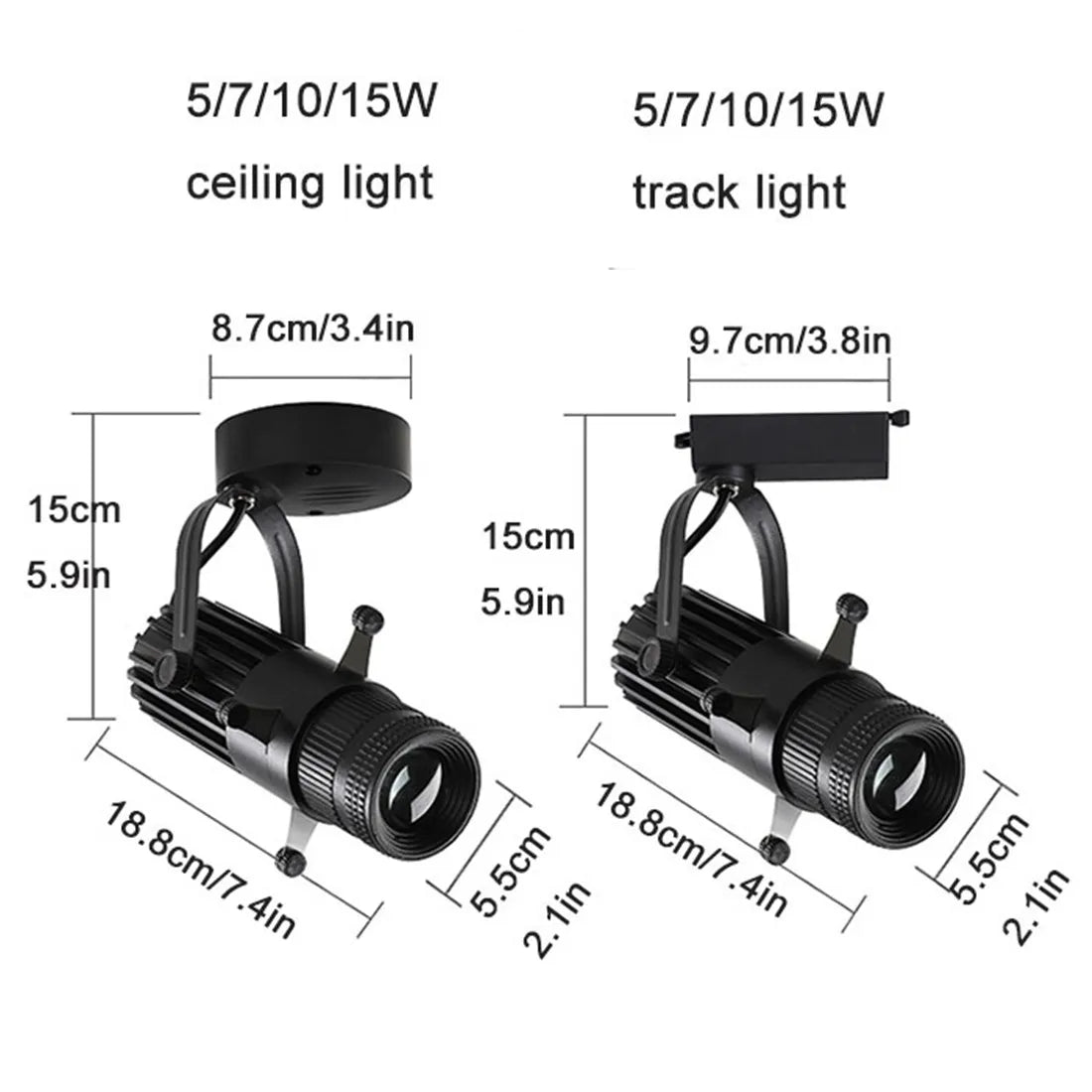 Adjustable Aperture LED Spotlight 5/7/10/15W - Ideal for Bar, Shop & Commercial Use