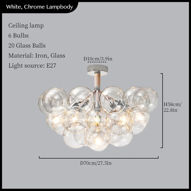 Glass Balls Ceiling Pendant Lights Minimalist Living Room Chandelier Shop Bar Decor