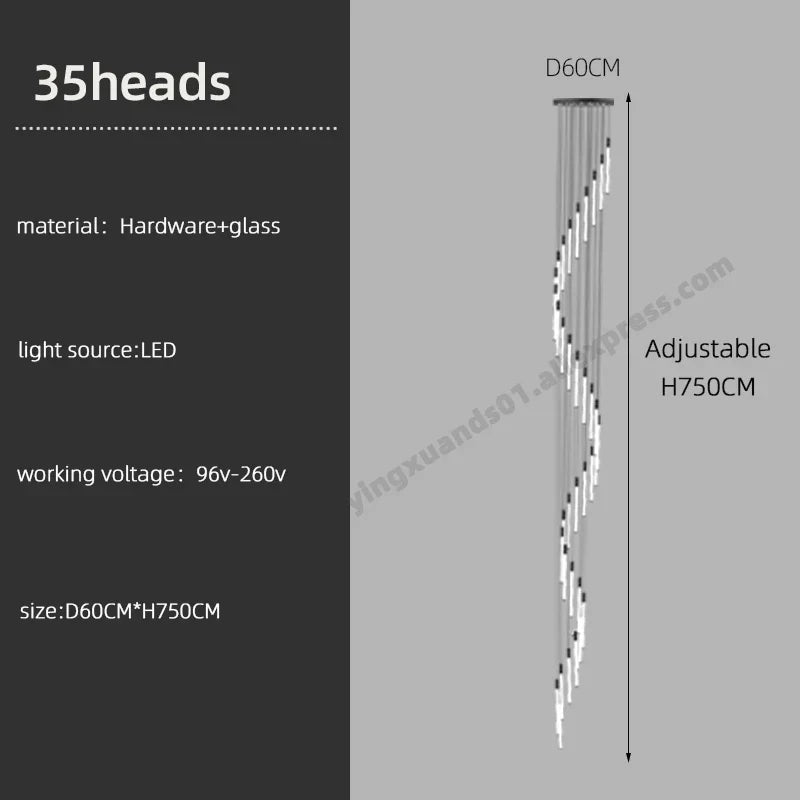 Modern LED Chandelier Pendant Light for Loft Staircase Lighting