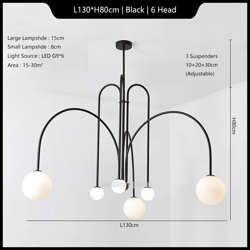 Modern Iron Glass Pendant Chandelier for Home Décor