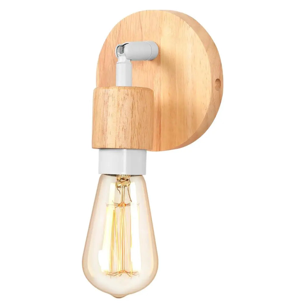 Industrial LED Wood Wall Sconce E27 Retro Bedside Lamp Vintage Indoor Lighting