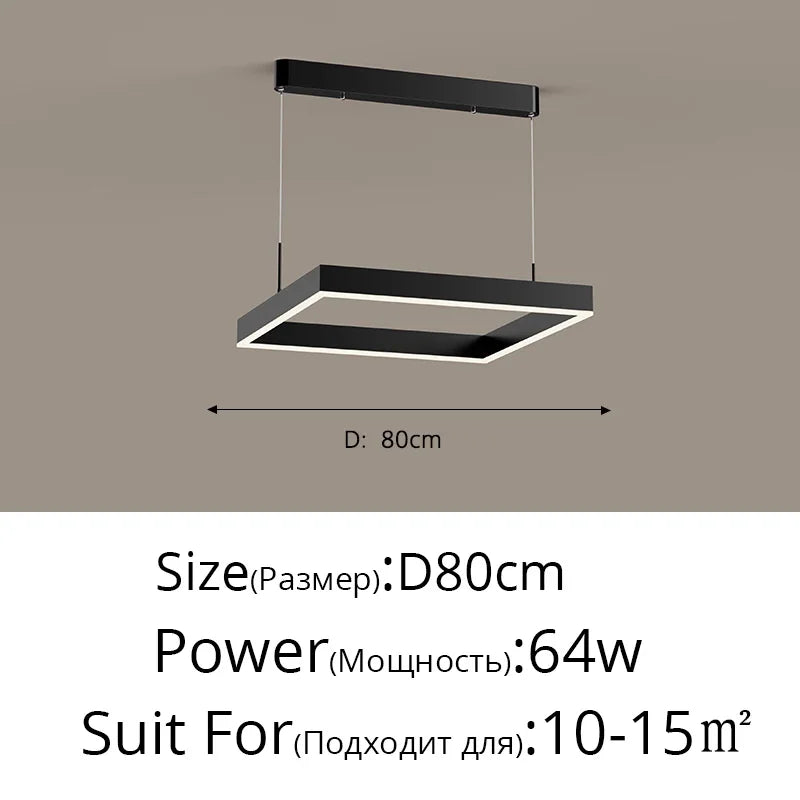 Nordic Minimalist LED Square Chandelier for Living Dining Bedroom - Luster Lighting