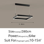 Nordic Minimalist LED Square Chandelier for Living Dining Bedroom - Luster Lighting