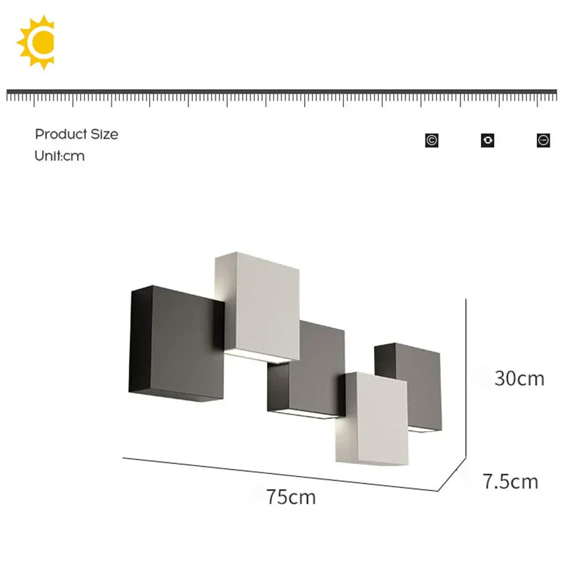 Geometric LED Wall Sconce Black White Light for Living Room Bedroom Hallway