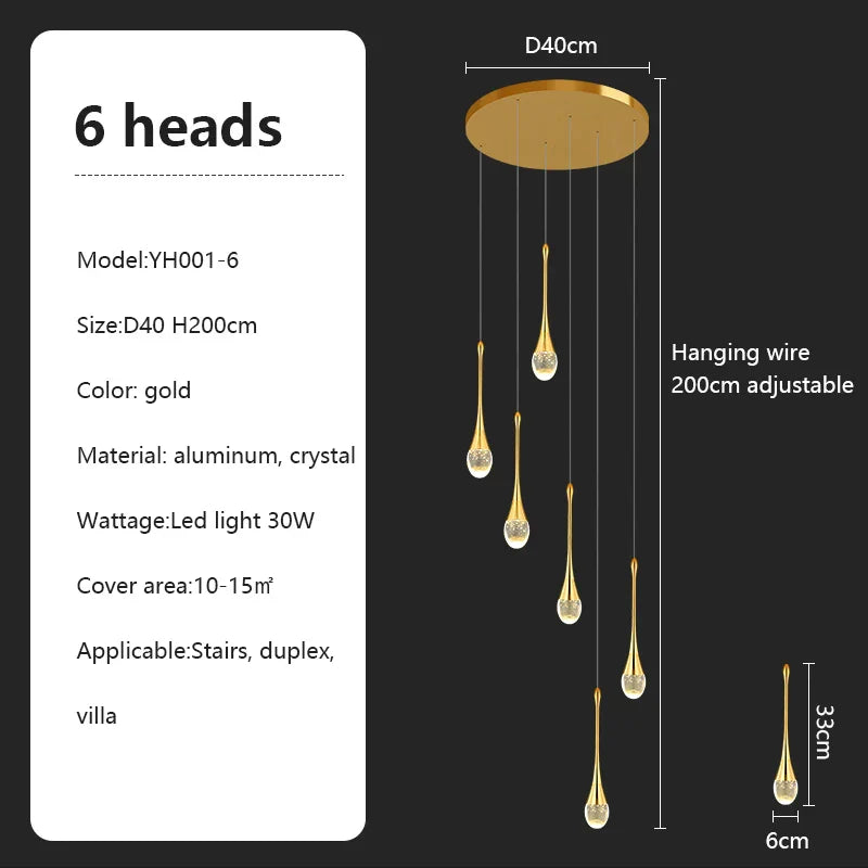 Crystal Chandelier: Modern LED Pendant Light for Villa Living Room and Attic