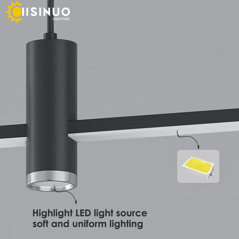 Adjustable LED Pendant Light in Black/Gold for Office Dining Living Room