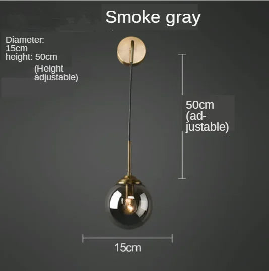 Golden Glass Ball Wall Sconce Light Fixture for Modern Living Room Decor