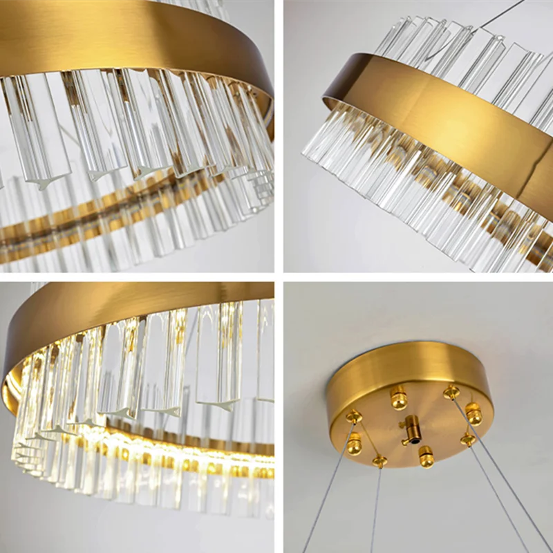 Crystal LED Circle Pendant Chandelier for Living Room Kitchen Decor