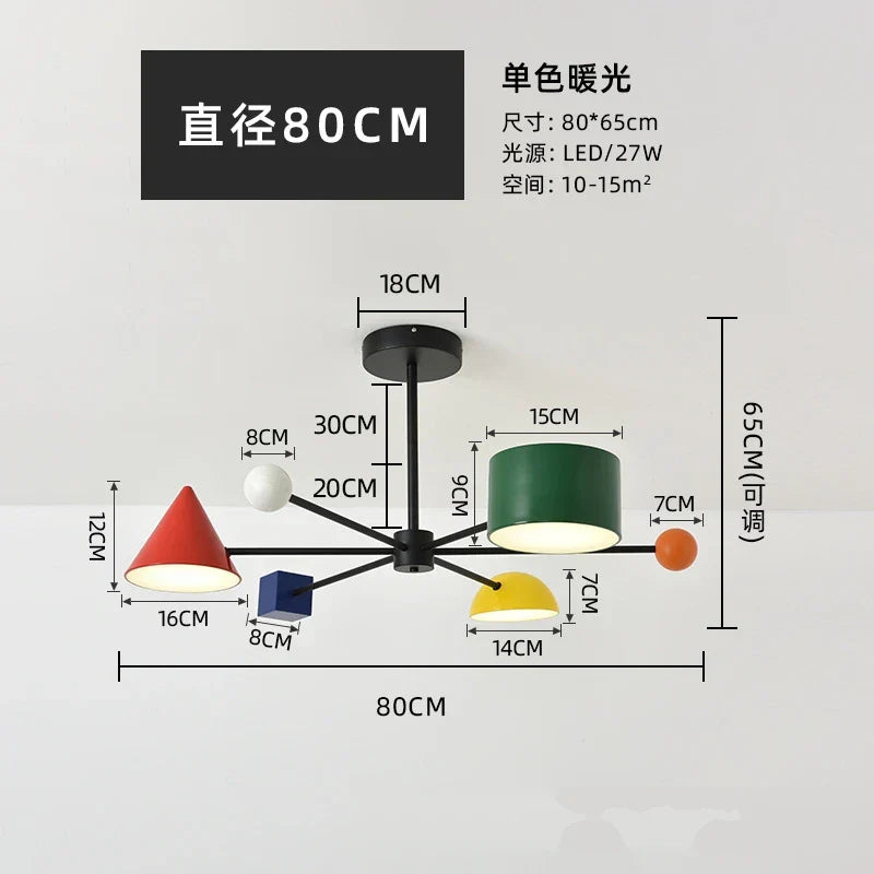 Modern Macaron LED Chandelier: Kids Room Decor, Indoor Hanging Light Fixtures