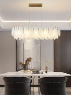 Glass Feather Chandelier: Luxury Art Decor for Living Dining Room