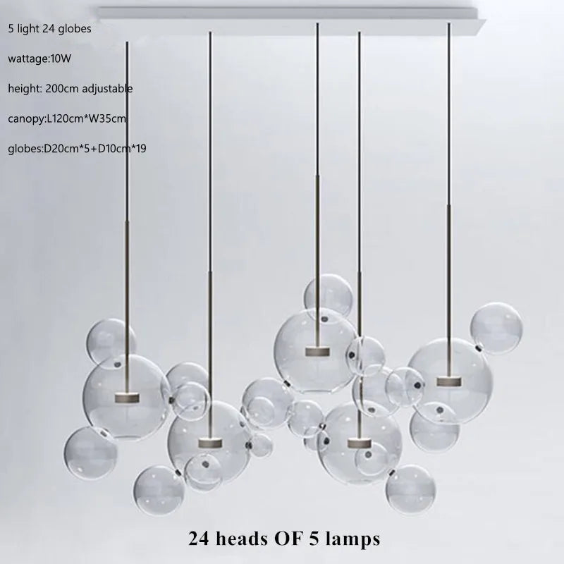 Glass Bubble Ball LED Chandelier Mickey Light for Restaurant, Bar, and Store