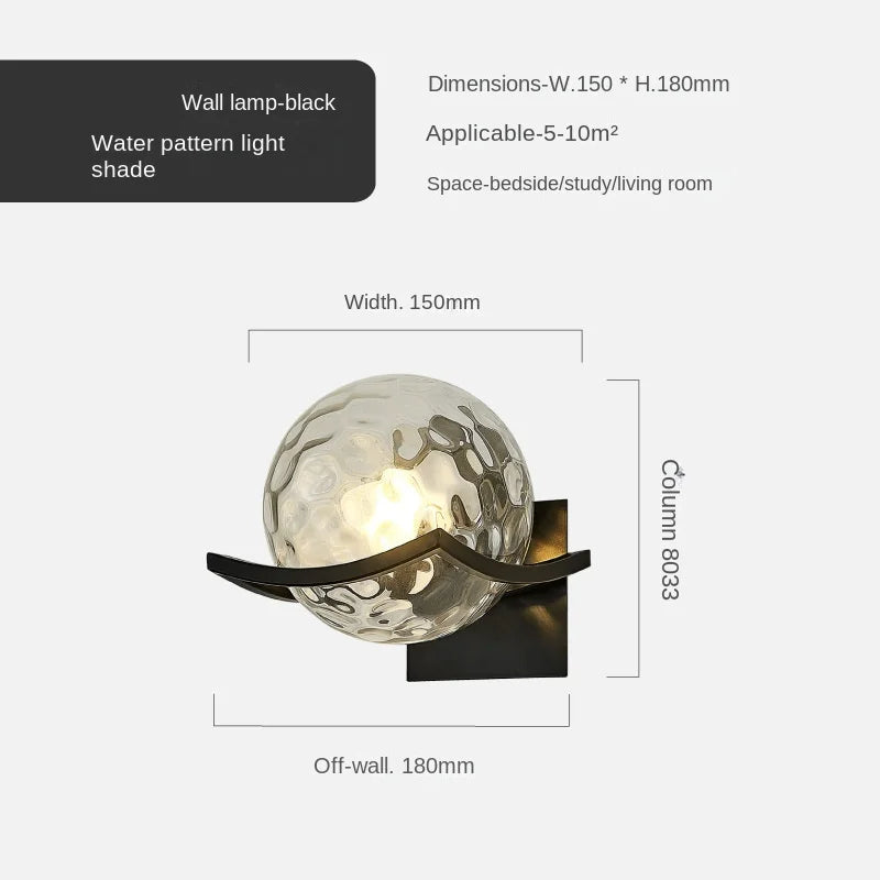 Gold Glass Ball Wall Lamp for Modern Indoor Lighting Décor