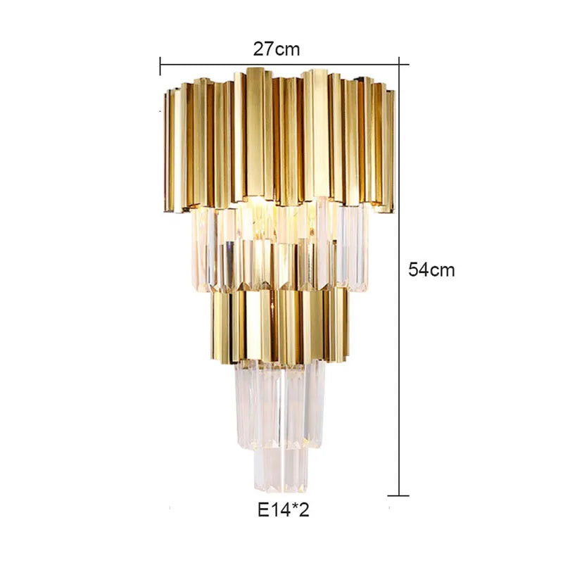 Gold Crystal Wall Lamp with LED Light for Home Lighting