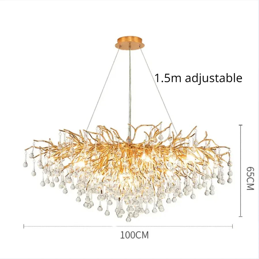 Crystal Dendritic Chandelier: Modern Luxe for Living Room, Dining Room, Bedroom, Hotel Lobby