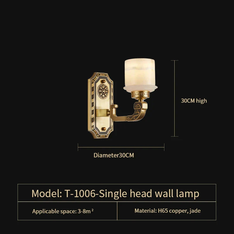 Luxury All Copper Jade Chandelier for Living Room Restaurant Villa Hall