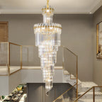 Crystal Chandelier: Modern Duplex Villa Hall Light Luxury Rotating Hollow Strip Crystal