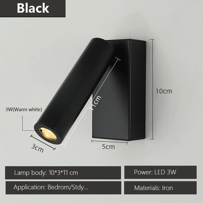 Adjustable Angle LED Wall Lamp for Bedside Reading & Bedroom Ambiance