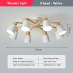 Nordic Wood Chandelier - Modern Living Room Ceiling Lamp with LED Bulb