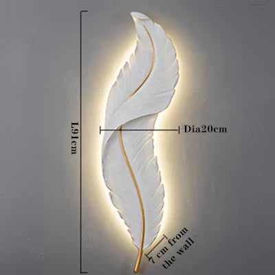 White Feather Resin Wall Lamp for TV Backdrop, Bedroom, Aisle, Corridor