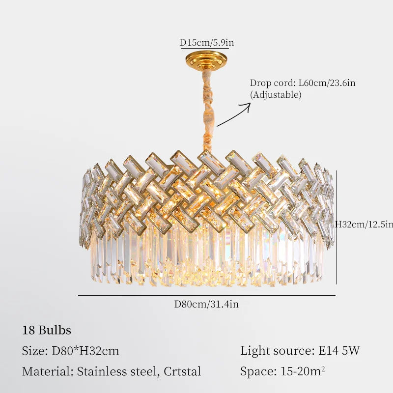 Crystal Chandelier Pendant Lights, Modern Luxury Ceiling Lamp for Home Decoration