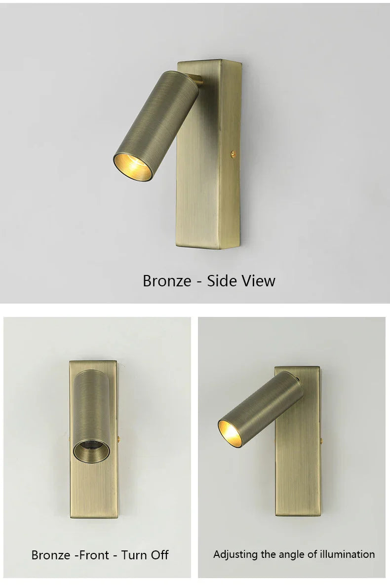 Rotatable 3W LED Wall Sconce Lamp for Bedroom, Hotel - Modern, Black, White