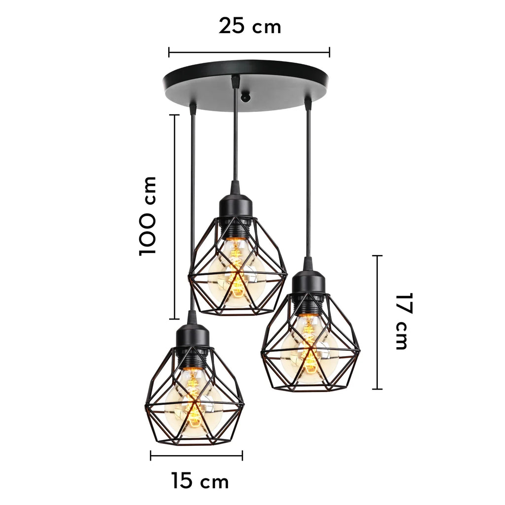 Wrought Iron Caged Pendant Light for Industrial Style Decor