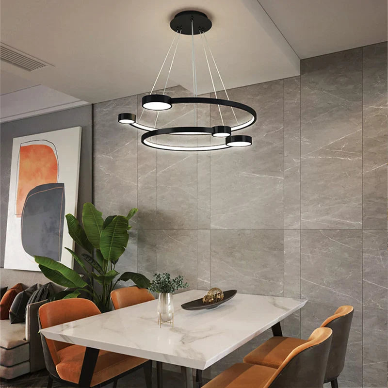 LED Ring Chandelier: Modern Nordic Hanging Light for Dining, Living Room, and Lobby