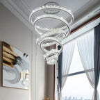 Crystal Round Chandelier: Elegant Stair Pendant Light for Luxury Home Decor
