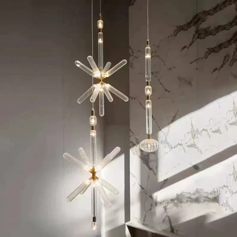Glass Tubes LED Chandelier: Modern Luxury for Living Room, Bedroom, Hotel & Aisle