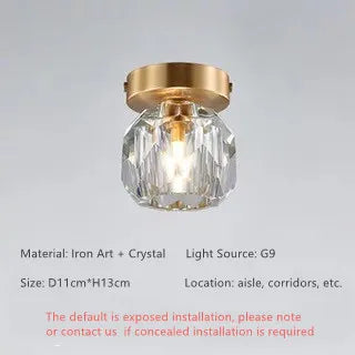Crystal Luxe Ceiling Lamp: Modern Minimalist Design for Porch, Corridor, Aisle, Balcony.
